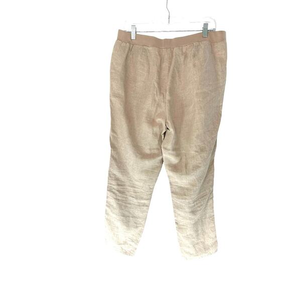 J. Jill Love Linen Tan Elastic Waist Lagenlook Straight Leg Pants Size Medium - Picture 8 of 12